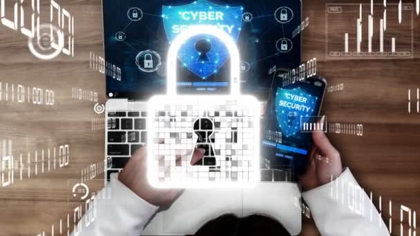 Ciberseguridad y protección de datos digitales conceptual — Vídeo de stock