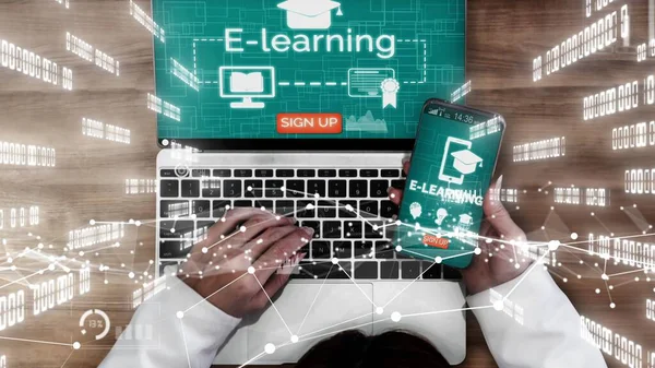 学生と大学の概念のためのE-Learning — ストック写真