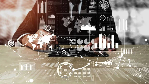 Conceptueel business dashboard voor de analyse van financiële gegevens — Stockfoto