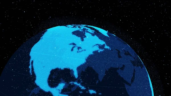 3D Цифрова орбітальна Земля в кіберпросторі, що показує концепцію мережевих технологій — стокове фото