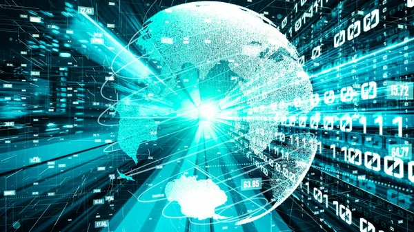Fütürist küresel ağ ve üç boyutlu dijital veri transferi grafiği