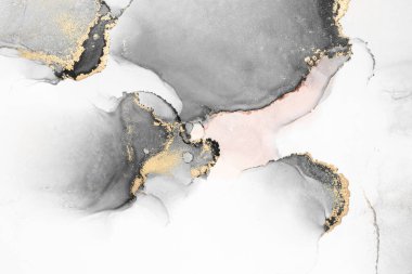 Kağıt üzerinde mermer sıvı mürekkep resminin siyah altın soyut arkaplanı .