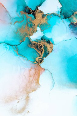 Kağıt üzerinde mermer sıvı mürekkep resminin lüks mavi soyut arkaplanı .