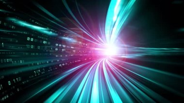 Program kodlama kavramında yolda dijital veri akışının döngüsel videosu