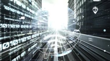 Çevrimiçi trafik kontrol sistemine sahip gizli gelecekçi şehirde akıllı ulaşım