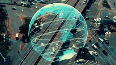 Geleceğin trafik kontrolü için akıllı ulaşım teknolojisi değiştirme kavramı