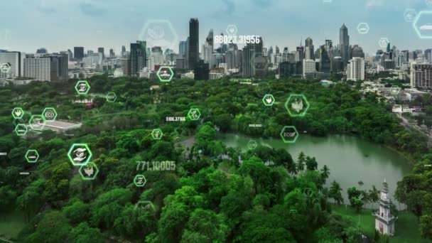 Green city technology shifting towards sustainable alteration concept — Stock Video