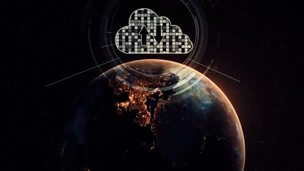 Kurnaz iş ağı için bulut hesaplama teknolojisi ve çevrimiçi veri depolama — Stok video