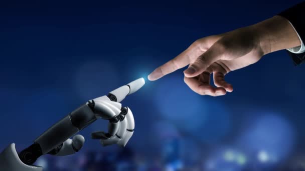 3D-s renderelés mesterséges intelligencia AI kutatás robot és kiborg fejlesztés — Stock videók