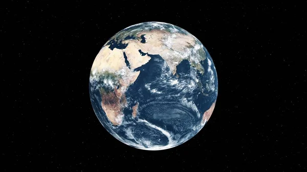 현실적 인 지리학적 표면 과 궤도 3 차원 구름 대기를 가진 지구 — 스톡 사진