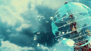 Telekomünikasyon kulesi küresel iş değişikliğinin 3 boyutlu grafiğiyle