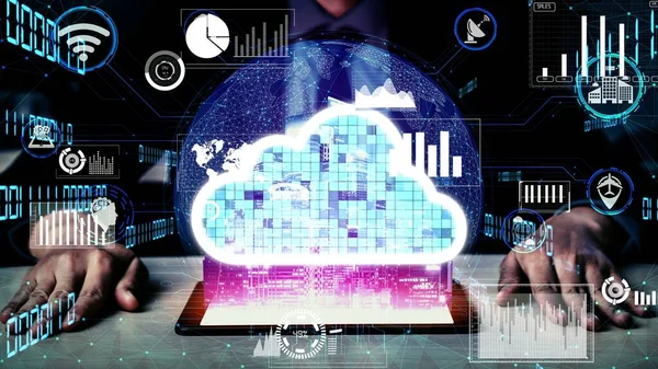 Computação em nuvem conceitual e tecnologia de armazenamento de dados para inovação futura — Fotografia de Stock