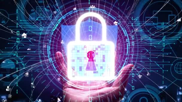 Cyber sikkerhed kryptering teknologi til at beskytte privatlivets fred begrebsmæssige – Stock-video