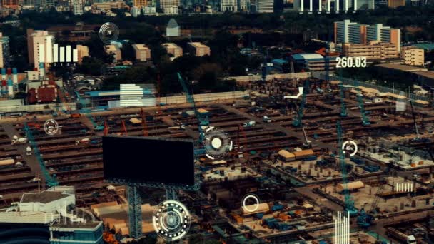 İnşaat alanı üzerinde değişiklik grafikli inşaat teknolojisi kavramı — Stok video
