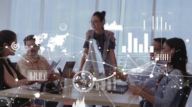 Kurumsal personel toplantısında iş adamlarının kavramsal vizyonu