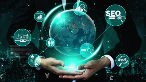 SEO Search Engine Optimization Business Conctual — стоковое видео