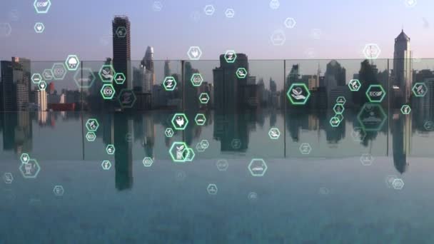 緑の都市技術は持続可能な変化の概念に移行する — ストック動画