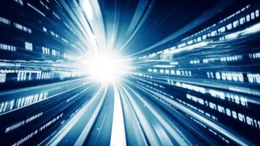 Program kodlama kavramında yolda dijital veri akışının döngüsel videosu