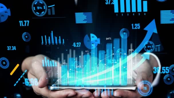 Panel de operaciones conceptuales para el análisis de datos financieros — Vídeos de Stock