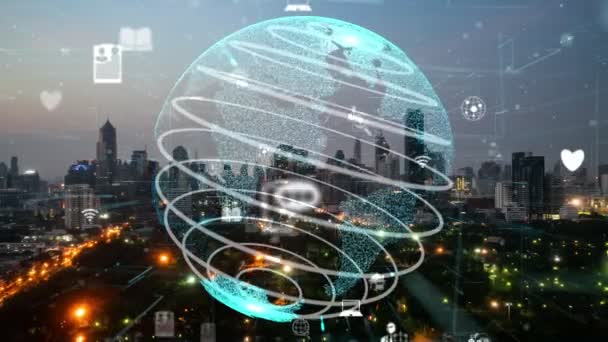 Connessione globale e alterazione della rete internet nelle smart city — Video Stock