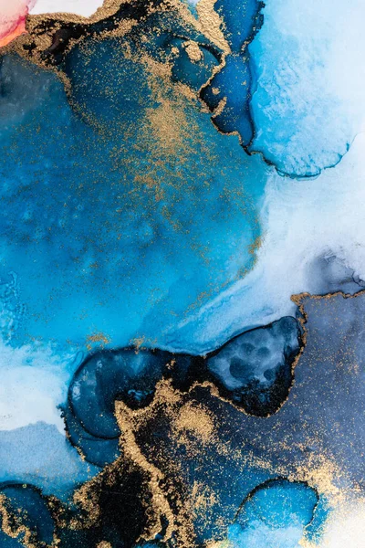 Lusso blu astratto sfondo di marmo liquido inchiostro arte pittura su carta . — Foto Stock