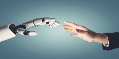 Yapay zeka ve makine öğrenimi AI droid robotu veya cyborg