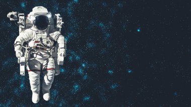 Astronot uzay yürüyüşü yaparken uzay uçuşları görevinde çalışıyor.