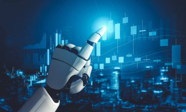 Yapay zeka ve makine öğrenimi AI droid robotu veya cyborg