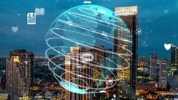 Connessione globale e alterazione della rete internet nelle smart city — Video Stock