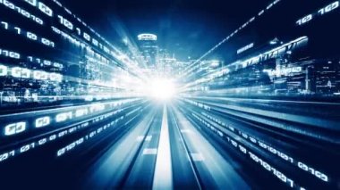 Program kodlama kavramında yolda dijital veri akışının döngüsel videosu