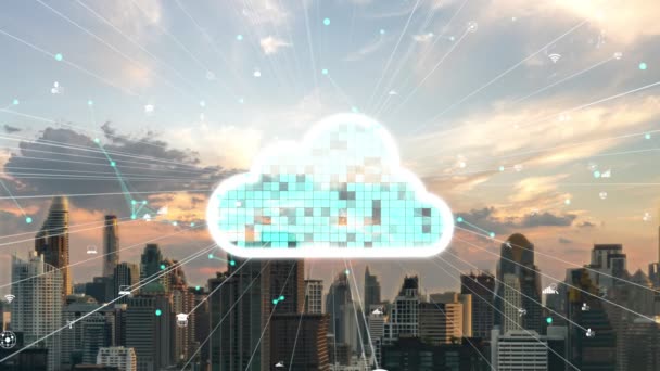 Cloud computing technologie a on-line ukládání dat pro změnu sdílení dat — Stock video
