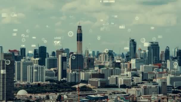 业务数据分析接口飞越智能城市显示改变未来 — 图库视频影像
