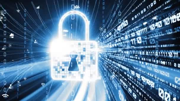 Cyber-Sicherheit und Online-Datenschutz mit stillschweigend gesicherter Verschlüsselungssoftware — Stockvideo