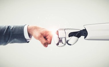 Yapay zeka ve makine öğrenimi AI droid robotu veya cyborg