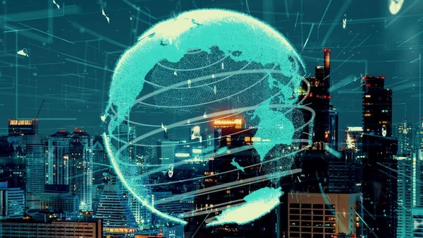 Globale Vernetzung und Veränderung des Internetnetzes in der Smart City — Stockfoto