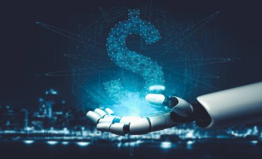 Yapay zeka ve makine öğrenimi AI droid robotu veya cyborg