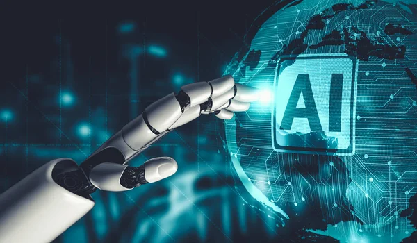Intelligence artificielle et apprentissage automatique futurs pour robot droïde IA ou cyborg — Photo