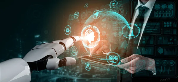 Intelligence artificielle et apprentissage automatique futurs pour robot droïde IA ou cyborg — Photo