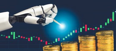 Geleceğin yapay zekası robot yapay zeka kavramını düşünüyor.