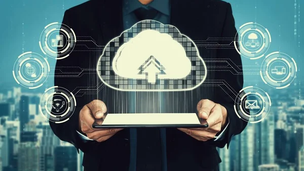 Cloud-Computing-Technologie und Online-Datenspeicherung für schlaues Business-Netzwerk-Konzept — Stockfoto
