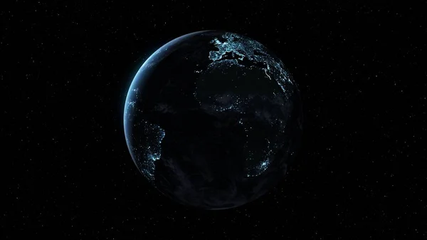 Planeta Tierra con superficie de geografía realista y atmósfera de nube 3D orbital —  Fotos de Stock