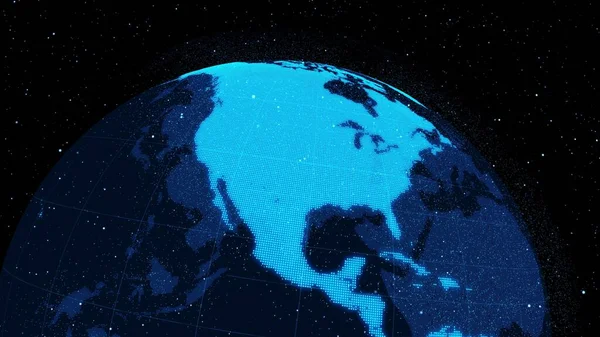 3D Ψηφιακή τροχιακή γη στον κυβερνοχώρο που δείχνει την έννοια της τεχνολογίας δικτύου — Φωτογραφία Αρχείου