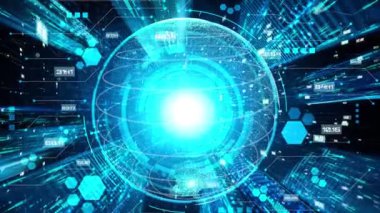 Fütürist küresel ağ ve üç boyutlu dijital veri transferi grafiği