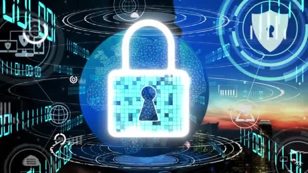 Cyber security encryptie technologie om de privacy van gegevens conceptueel te beschermen — Stockvideo