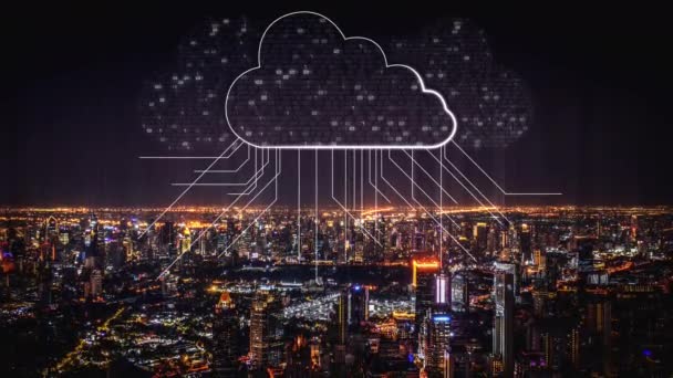 Cloud Computing technology και αποθήκευση δεδομένων σε απευθείας σύνδεση για έξυπνο επιχειρηματικό δίκτυο — Αρχείο Βίντεο
