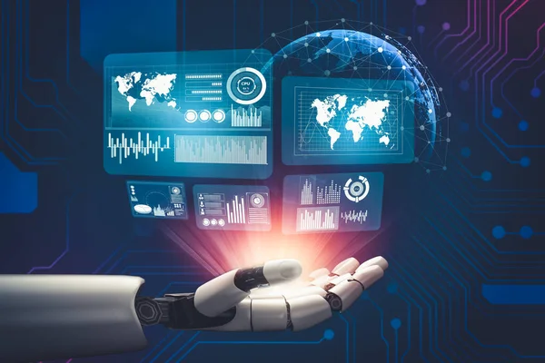 Futuristiska AI tänkande droid robot artificiell intelligens koncept — Stockfoto
