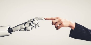 Yapay zeka ve makine öğrenimi AI droid robotu veya cyborg