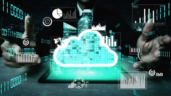 Fogalmi felhőalapú számítástechnika és adattárolási technológia a jövőbeli innováció érdekében — Stock Fotó