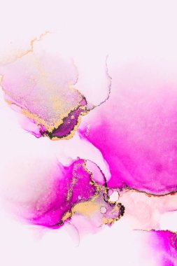 Kağıt üzerinde mermer sıvı mürekkep resminin pembe altın soyut arkaplanı .