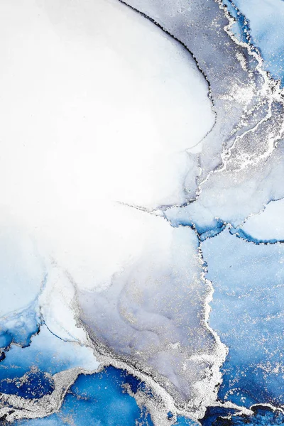 Blue Silver Abstract Background of Marble Liquid Ink Art Painting on Paper  . Stock Image - Image of sapphire, background: 224763391